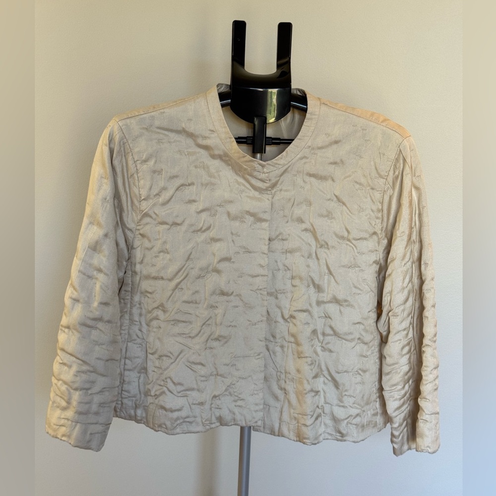 Eileen Fisher Mandarin-Collar Silk Jacket